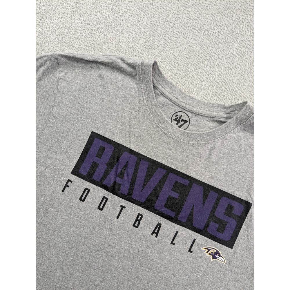 47 Brand Baltimore Ravens Football T-Shirt Mens Large Gray NFL Graphic Tee
